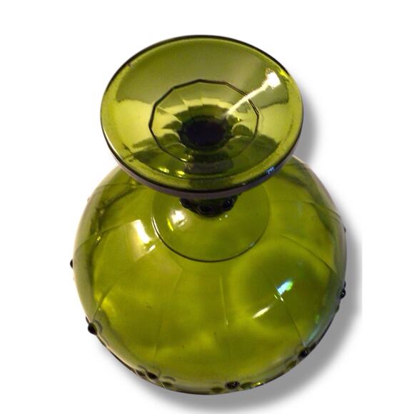 Vintage Indiana Glass AVOCADO Green Round Teardrop X-LARGE Compote Candy Dish - Picture 4 of 6